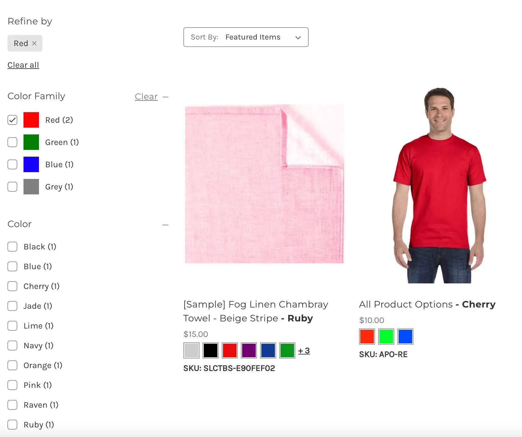 Color family groups screenshot for BigCommerce Add-On
