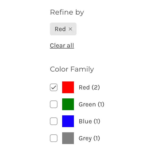 Color family groups screenshot for BigCommerce Add-On
