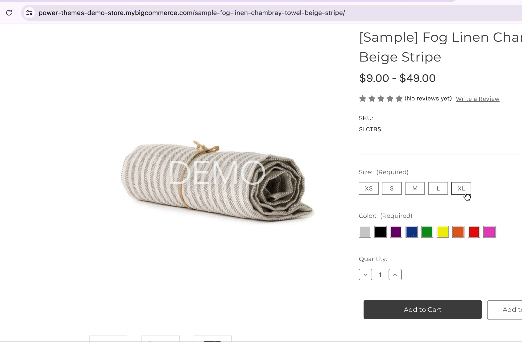 Animated image demo for BigCommerce Product Variant URLs Add-On